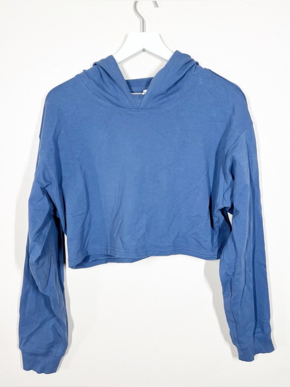 Lululemon All Yours Cropped Hoodie Long Sleeve Ink Blue Size 12 Cotton Blend